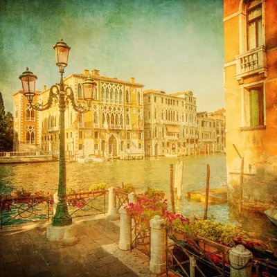 Купить фреску Венеция «Венеция в ретро стиле» | PINEGIN