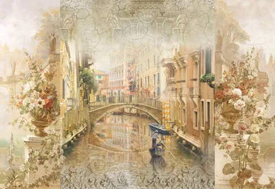 Венеция. Коллаж - натуральная фреска на заказ. Фреска Венеция. Коллаж  (26207)