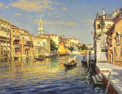 Канал в Венеции - натуральная фреска в интернет магазине arte.ru. Фреска  Канал в Венеции (26158)