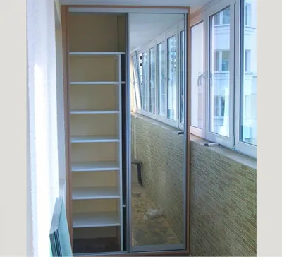 Шкаф для балкона с полками на заказ недорого