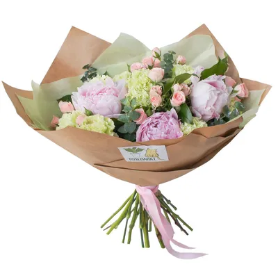 Влюбись в меня: розовые пионы и розы по цене 8869 ₽ - купить в RoseMarkt с  доставкой по Санкт-Петербургу