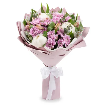 Букет из роз, пионов, альстромерии и эвкалипта - купить в Москве по цене  5190 р - Magic Flower