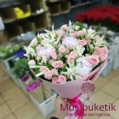 Букет из пионы кустовых роз купить с доставкой по Москве | Рижский рынок
