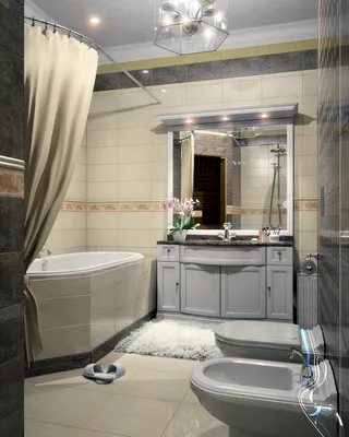 2023 ВАННЫЕ фото ванная в классическом стиле с большим зеркалом, Москва,  Дизайн-студия интерьеров \"Aist Studio\"