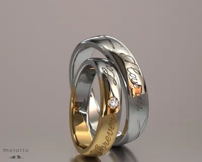 Обручальные парные кольца из двух видов золота
