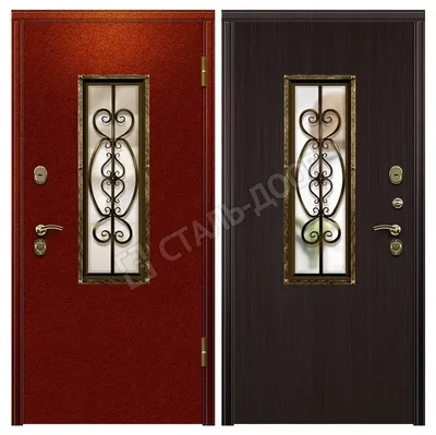 Входная дверь в дом с ковкой и стеклом MTD-1387 на заказ в Подольске |  Цена, фото и описание | «Сталь-Доор»