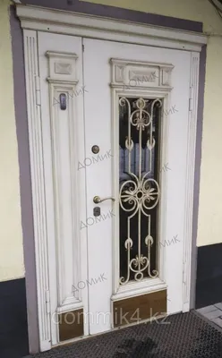 Входная дверь с ковкой и стеклом двухстворчатая: продажа, цена в Алматы. Входные  двери от \"ДОММиК4\" - 67389639