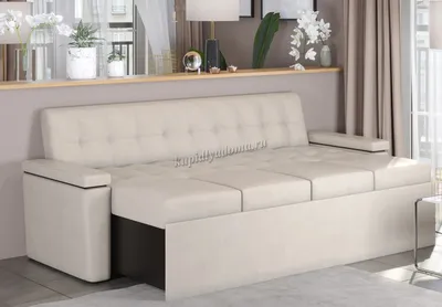 Кухонный диван Секрет-4 со спальным местом прямой (Капро эко крем) купить в  Южно-Сахалинске по низкой цене в интернет магазине мебели