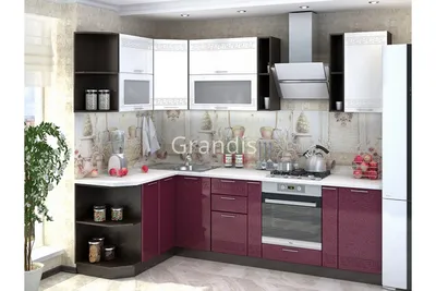Модульная кухня Роби цвет белый металлик — бордовый металлик 2,8 метра -  купить со склада в Москве