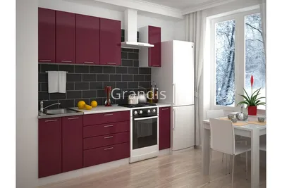 Модульная кухня Смайл цвет бордовый металлик - венге 2,3 метра - купить со  склада в Москве