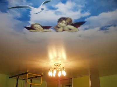 Натяжные потолки с ангелами - 71 фото