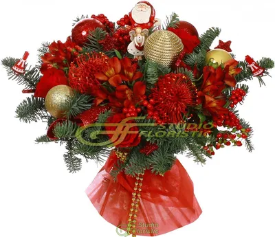 Новогодние букеты цветов Новогодний букет \"Рождественская сказка\" с  доставкой | СтудиоФлористик