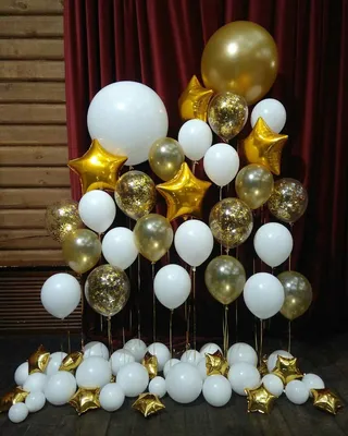 Оформление воздушными шарами Бело Золотое - купить по цене 11188.8 рублей ✓  Интернет магазин ШарикНаДом Москва
