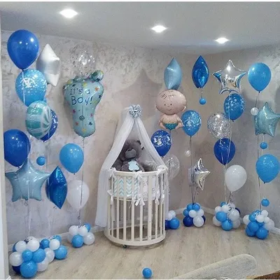 Оформление воздушными шарами на выписку из роддома в Москве. - Студия  аэродизайна Акварель