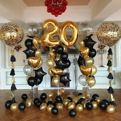 Оформление из шаров на День рождения Чёрный с золотом купить в Москве с  доставкой: цена, фото, описание | Артикул:A-005272