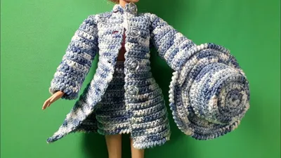 Межсезонье. Пальто, шляпка и юбка для барби. Рукав-реглан. Crochet Barbie -  YouTube