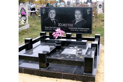 Прямоугольный горизонтальный памятник для двоих заказать на могилу в СПб