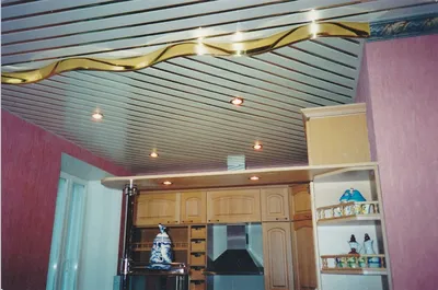 Потолок из панелей пвх на кухне - 73 фото
