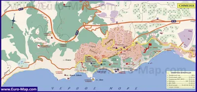 Карты Симеиза | Подробная карта курорта Симеиз с улицами и номерами домов |  Симеиз на карте Крыма