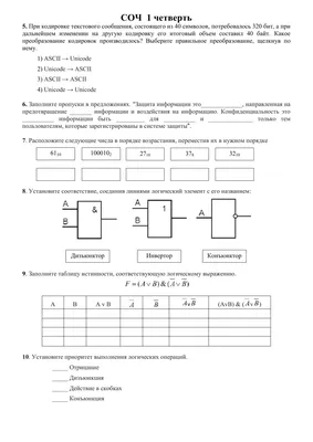 Ejercicio de СОЧ по информатике 10 класс ЕМН