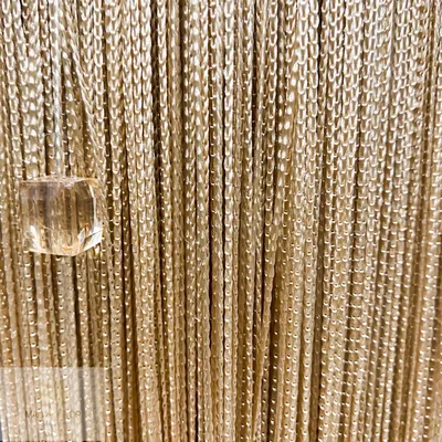 Нитяная штора с бусинами золотистая 170241 по цене 3 100 ₽ | Салон «Магия  штор»