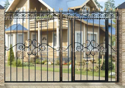 Купить кованые ворота Дачные со встроенной калиткой - металлические ворота  и калитки от завода производителя Инсайт.
