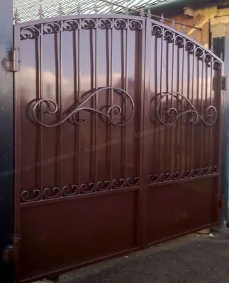 Распашные ворота с элементами ковки, №22 - Кованые изделия в Челябинске и  Екатеринбурге