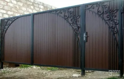 Ворота из профнастила с элементами ковки купить в Харькове с установкой от  производителя