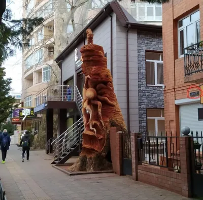 В Адлере живое дерево превратили в скульптуру