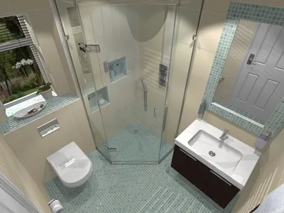 Планировка ванной комнаты с душевой кабиной - 75 фото