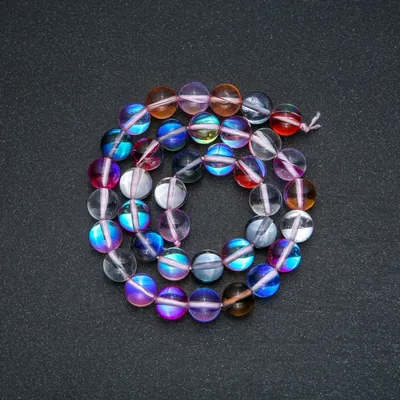 Бусины на нитке Опаловое стекло Ассорти цветов хамелеон гладкий шарик,  диаметр 10мм, длина 38см +- | интернет магазин \"Pebble Bead\"