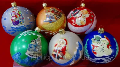 Новогодние шары с рисунком 8 см ассорти (набор 6 шт): продажа, цена в  Днепропетровской области. Новогодние игрушки и украшения от \"Fabric Plus\" -  1530108198