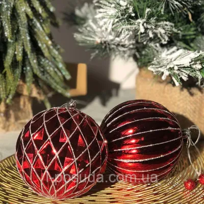 ᐤ Красные рельефные новогодние шары на елку 10 см (пластик) ᐉ Купить  елочные шары и новогодние шарики |оптом и в розницу ❄ Магазин новогодних  товаров и декора | L-Posuda, Украина
