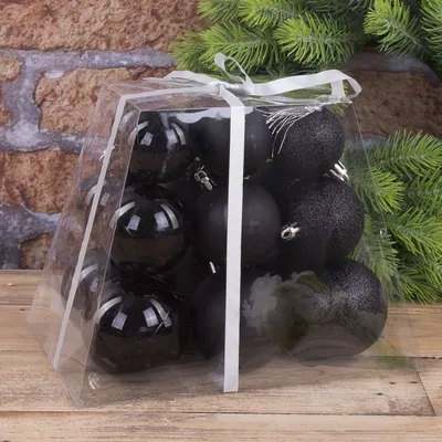 Купить новогодние шары на елку черные отпом. Елочные шары из пластика  купить оптом