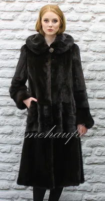 Норковая шуба с капюшоном черного и тёмно-коричневого цвета в Уфе - Мир  Меха Уфа арт 471