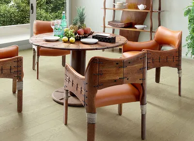 Лаконичный обеденный стол Isle d'palm из натурального массива. Креативная  мебель для кухни и столовой
