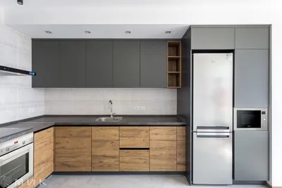 Кухня-под-потолок-фасад-пластик-серый-и-cleaf-1001 | Небольшая столовая,  Интерьер кухни, Перепланировка кухни