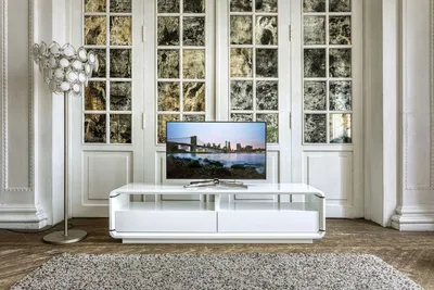 Купить ТВ-тумба Opus белый, два ящика, глянцевая эмаль 180*45*h45 см - по  цене 65990.00 руб. в Москве / Магазин дизайнерской мебели Ширма Мебель