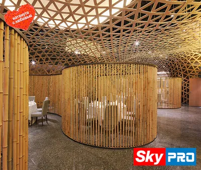 Потолок из бамбука Скайпро экологичный способ декора потолочной поверхности