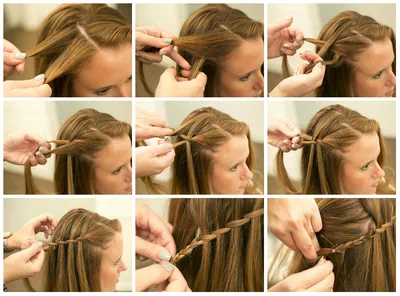 Схема плетения коса водопад | Hairstyle Steps l Сайт о прическах
