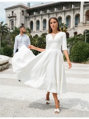 Закрытое свадебное платье миди с рукавом Elegansa VivaBride 15288905 купить  за 15 750 ₽ в интернет-магазине Wildberries