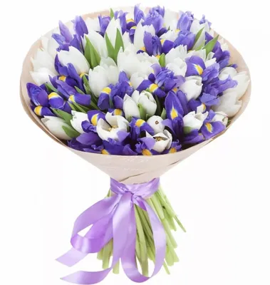 Купить букет из ирисов и тюльпанов по доступной цене с доставкой в Москве и  области в интернет-магазине Город Букетов