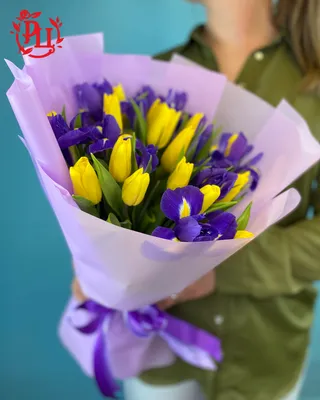Букет тюльпанов и ирисов - Радуга Цветов (Красфлора) Доставка цветов в  Шарыпово
