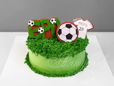 Торт Футбол для парня на 20 лет 24087219 стоимостью 4 256 рублей - торты на  заказ ПРЕМИУМ-класса от КП «Алтуфьево»