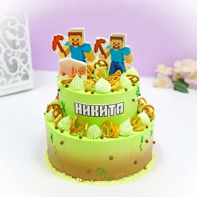 Детский торт для мальчика \"Майнкрафт\" на заказ в СПБ с доставкой