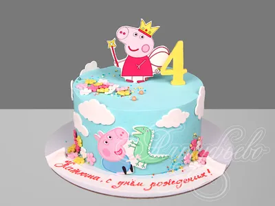 Торт Свинка Пеппа для девочки 04101022 стоимостью 5 350 рублей - торты на  заказ ПРЕМИУМ-класса от КП «Алтуфьево»
