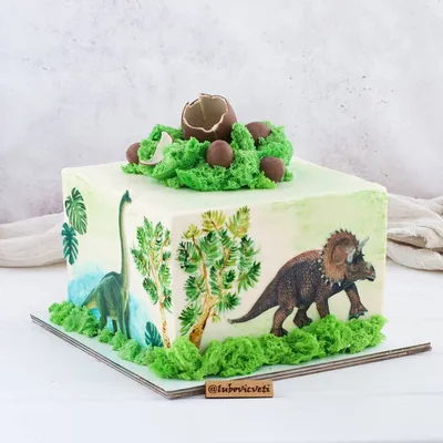 Торт с динозаврами Dinosaurus cake | Торт с динозавром, Торт, Динозавр