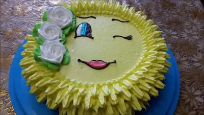 Торт рецепт Тортик СОЛНЫШКО Украшаем торт белково заварным кремом Cake  decoration Рецепт крема - YouTube