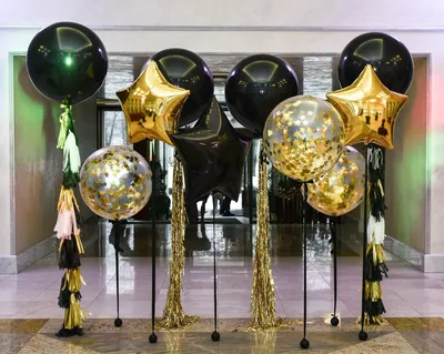 Оформление большими шарами Звезды на Черном - купить по цене 20997.9 рублей  ✓ Интернет магазин ШарикНаДом Москва