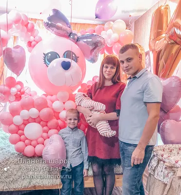 Украшение комнаты воздушными шарами на рождение девочки